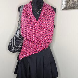 Pink and black abstract print top
